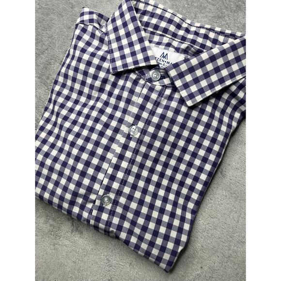 Mizzen + Main Shirt Men’s medium Leeward Trim Performance Stretch Gingham Purple - Picture 1 of 7